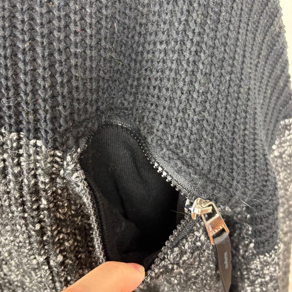 Varley Darwell Colorblock Sweater Size L Black Chunky Knit Zippers Sporty Rocker - Picture 7 of 16